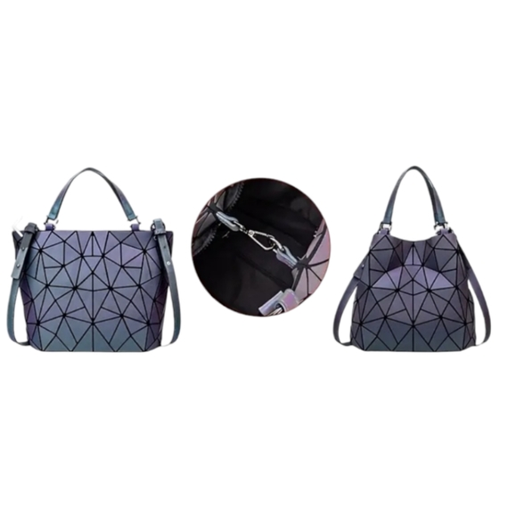 Luminous Holographic Geometric Pattern Shoulder or Crossbody Bag - Picture 3 of 4